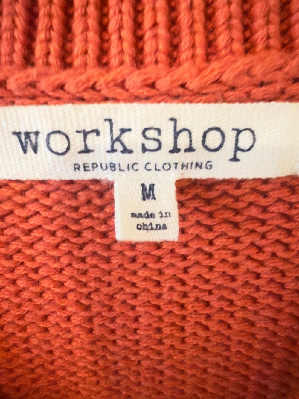 Workshop Republic 100% Cotton Terra Cotta V-Neck Sweater Medium - Picture 4 of 7